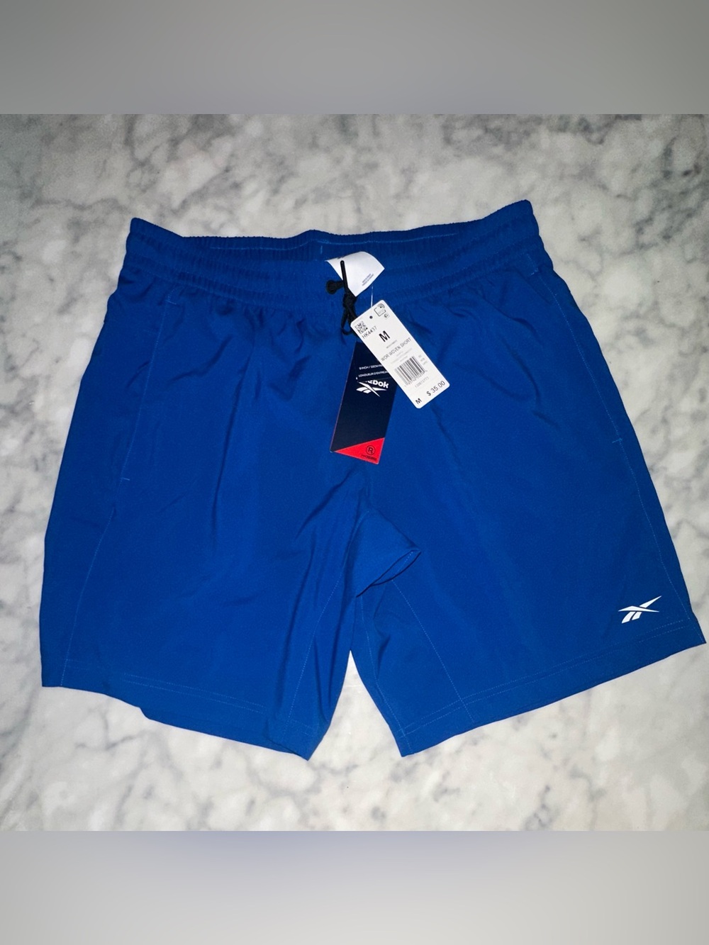 Reebok Men's Royal Blue Athletic Shorts with Drawcord 9 inch inseam/23 cm long